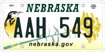 NE license plate AAH549