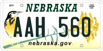 NE license plate AAH560