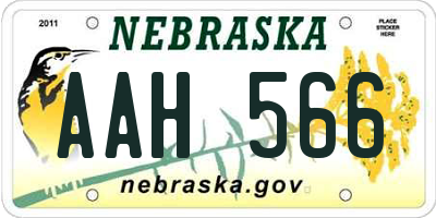 NE license plate AAH566