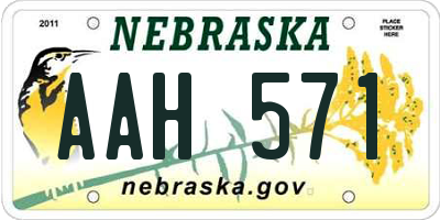 NE license plate AAH571