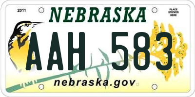 NE license plate AAH583