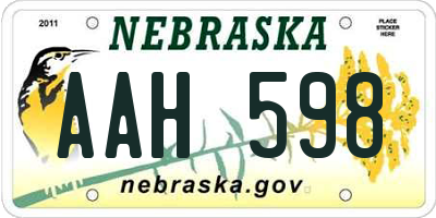 NE license plate AAH598