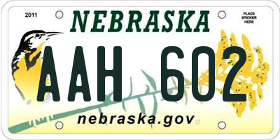 NE license plate AAH602