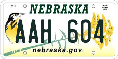 NE license plate AAH604