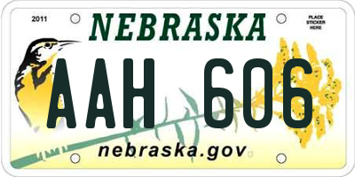 NE license plate AAH606