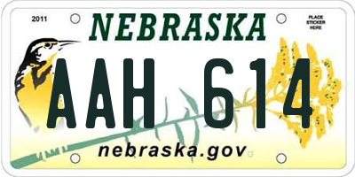 NE license plate AAH614