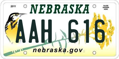 NE license plate AAH616