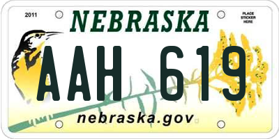 NE license plate AAH619