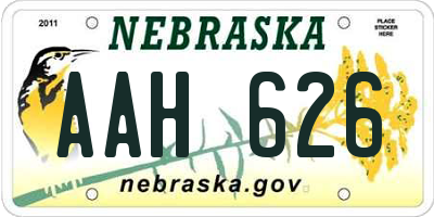 NE license plate AAH626