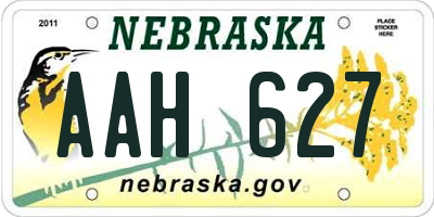 NE license plate AAH627