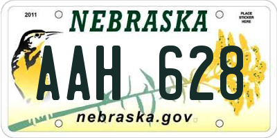 NE license plate AAH628