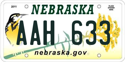 NE license plate AAH633