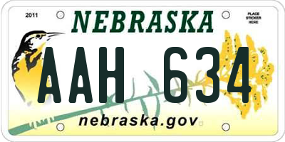 NE license plate AAH634