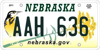 NE license plate AAH636