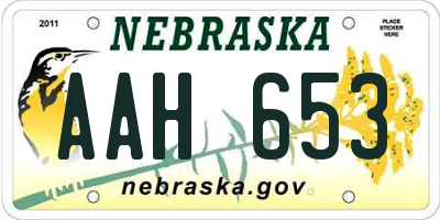 NE license plate AAH653