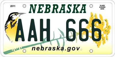 NE license plate AAH666