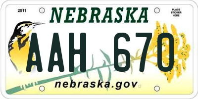 NE license plate AAH670