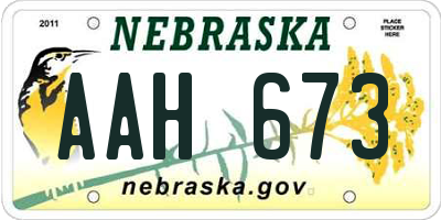 NE license plate AAH673