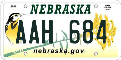 NE license plate AAH684