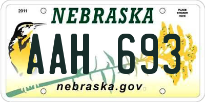 NE license plate AAH693