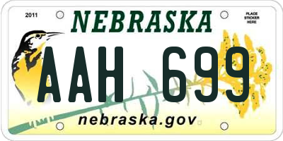 NE license plate AAH699