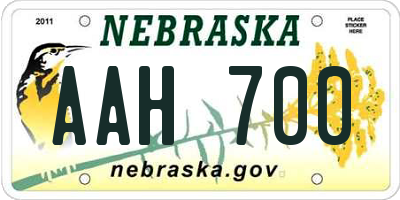 NE license plate AAH700