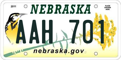 NE license plate AAH701