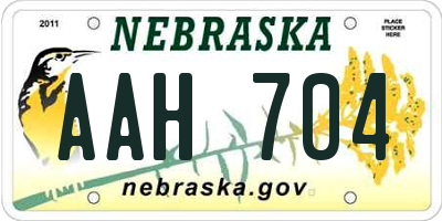 NE license plate AAH704