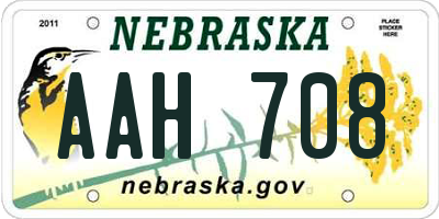 NE license plate AAH708