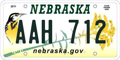 NE license plate AAH712