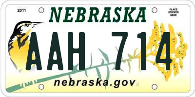 NE license plate AAH714