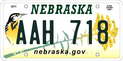 NE license plate AAH718