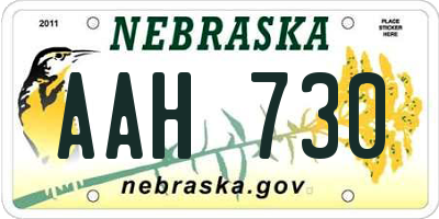 NE license plate AAH730