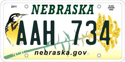 NE license plate AAH734