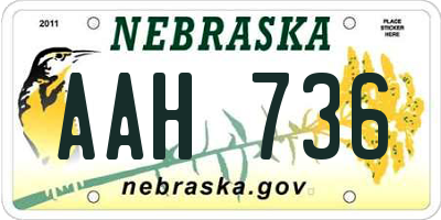 NE license plate AAH736