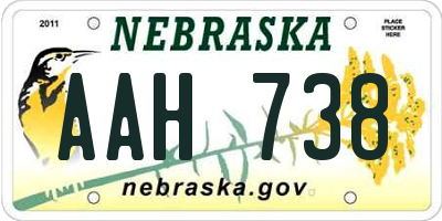 NE license plate AAH738