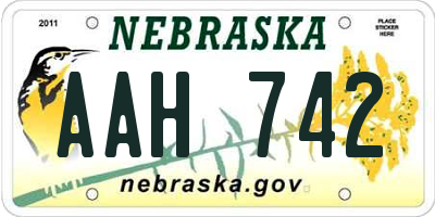 NE license plate AAH742