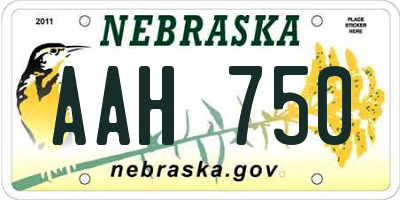 NE license plate AAH750