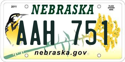 NE license plate AAH751