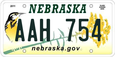 NE license plate AAH754