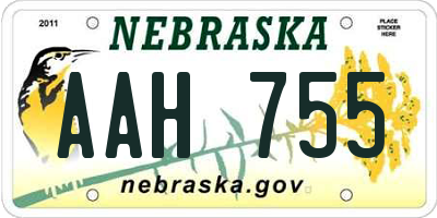 NE license plate AAH755