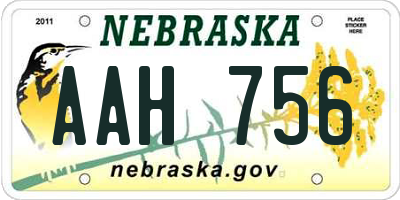 NE license plate AAH756