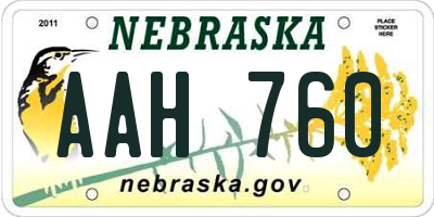 NE license plate AAH760