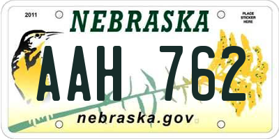 NE license plate AAH762