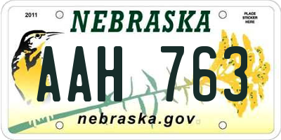 NE license plate AAH763