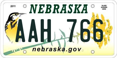 NE license plate AAH766