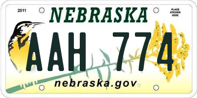 NE license plate AAH774