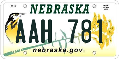 NE license plate AAH781