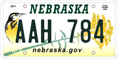 NE license plate AAH784