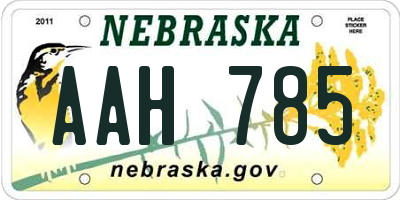 NE license plate AAH785